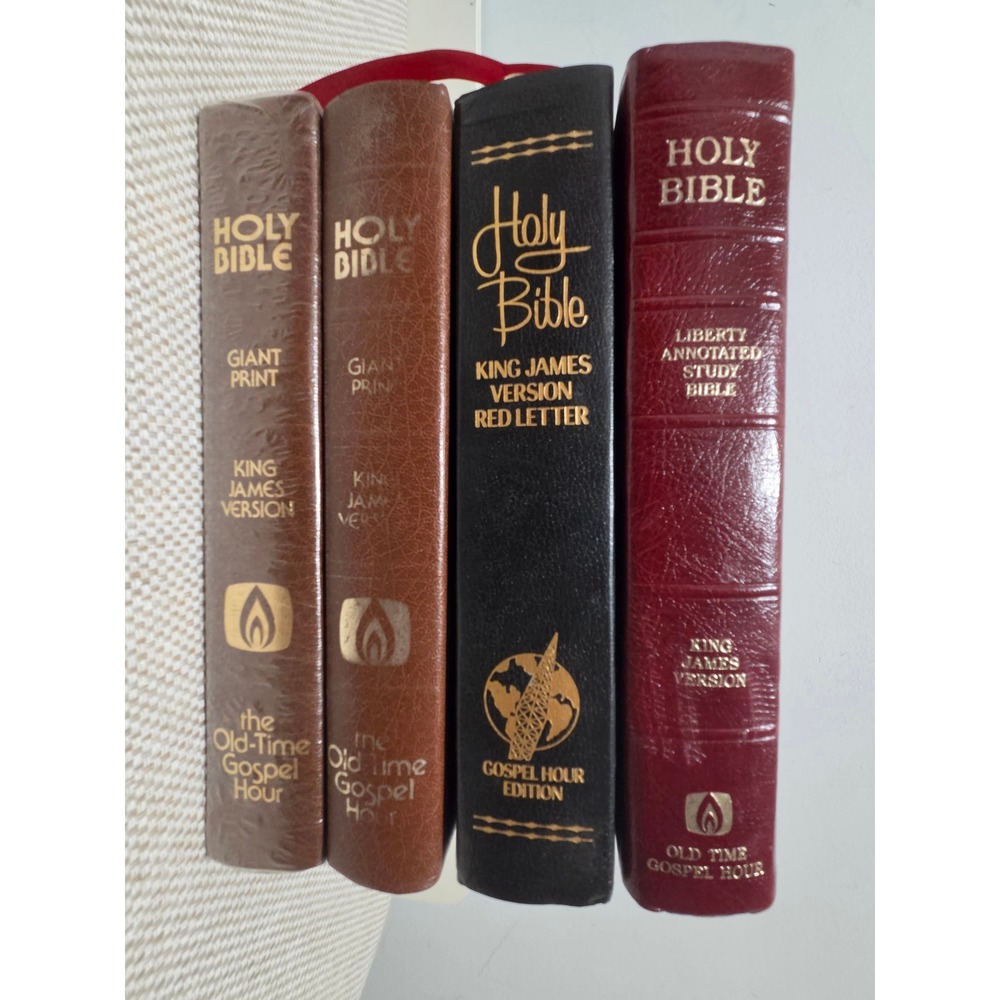 Lot of 4 KJV Holy Bibles Old-Time Gospel Hour Giant Print Study Bible Leather